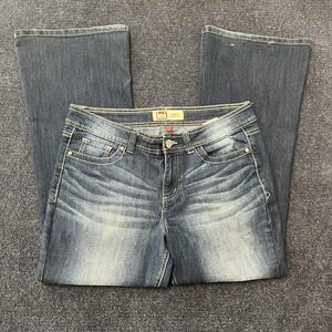 Y2K L.e.i. Sophia Hipster Flare Jeans Juniors 13 Short Low Rise Stretch Denim